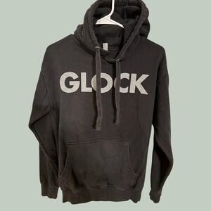 Glock Hoodie Mens Small Black Cotton Heritage Graphic Logo Pullover Sweatshirt